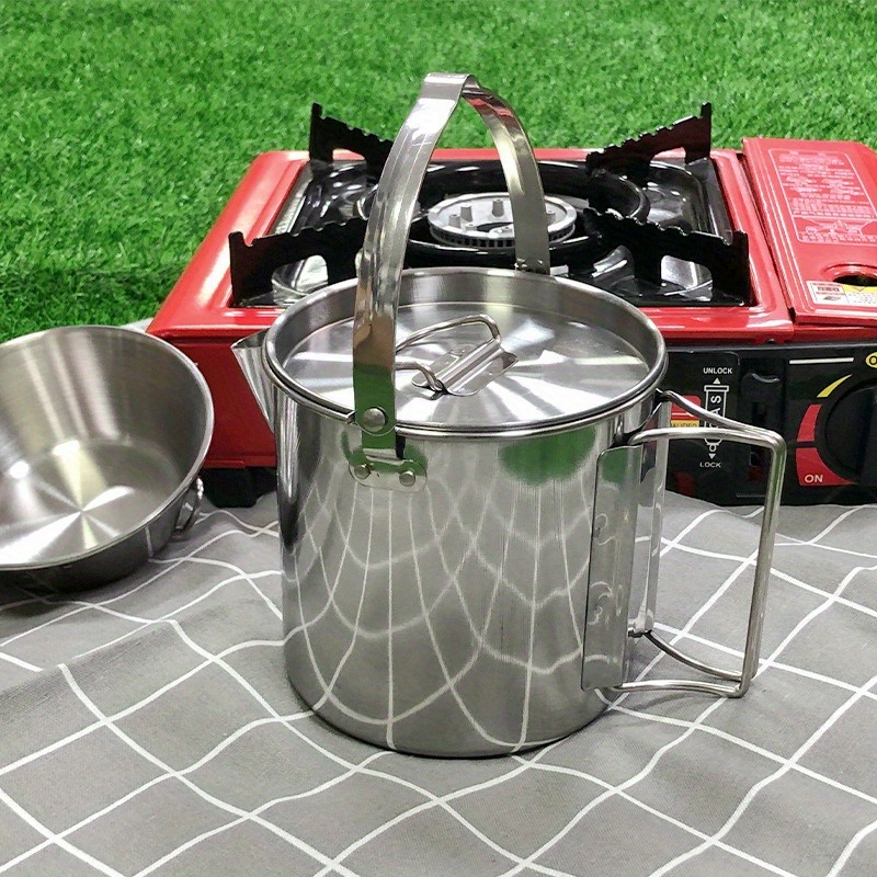 Camping Cooking Pot Stainless Steel - 1PC Compact and Portable 1.2L Outdoor