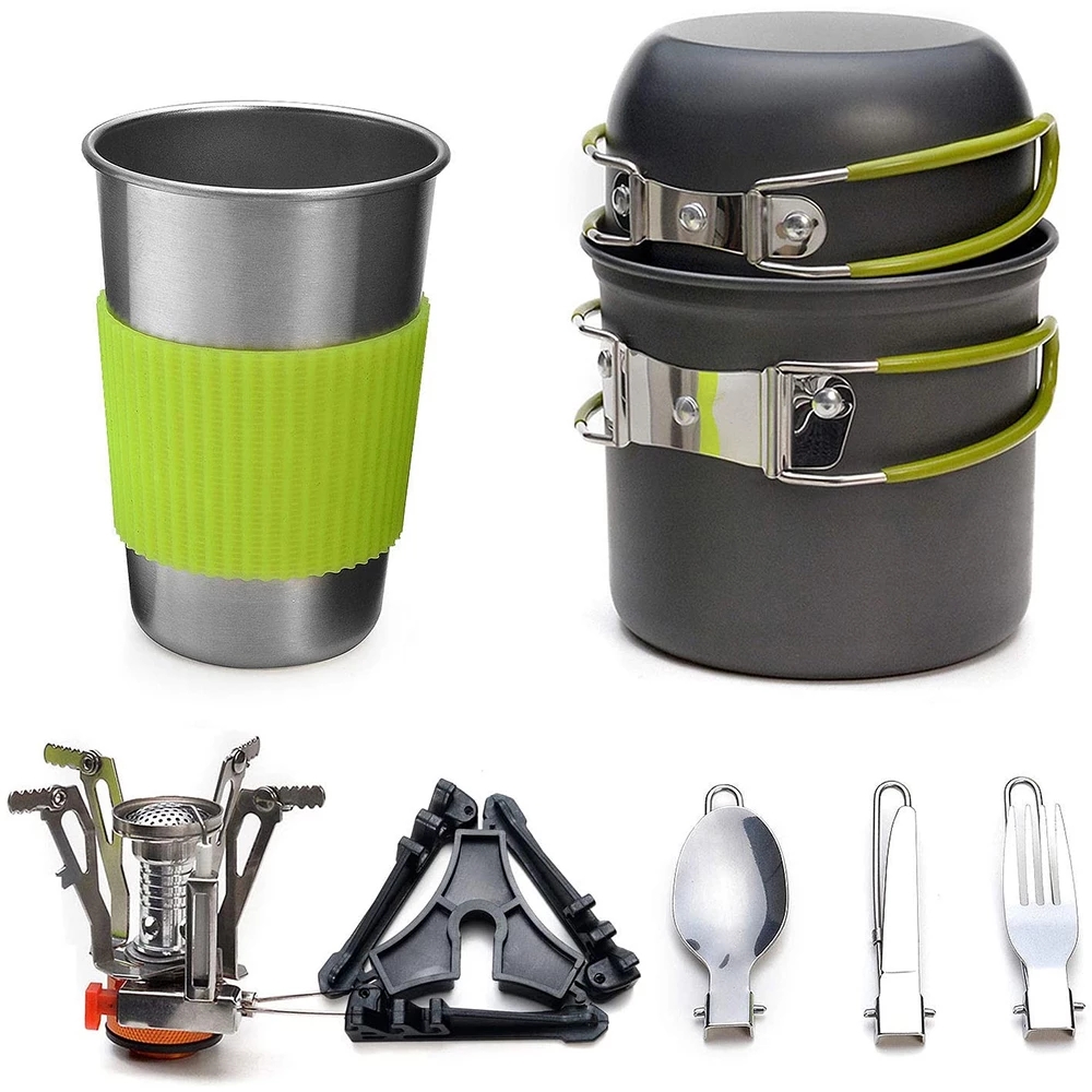 Camping Cooking Organizer - Camping Cookware Kit with Stove Outdoor