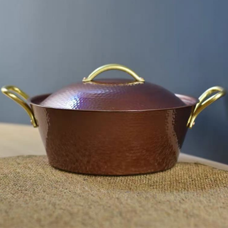Camping Cooking Pot With Lid - Handcrafted Vintage Copper Pot,Camping Thickened Pot