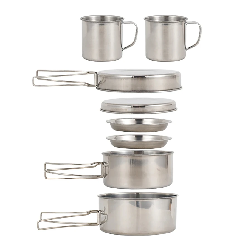 8pcs/Set Camping Cookware Mess - đánh giá và giá Camping Cooking Pot Stainless Steel