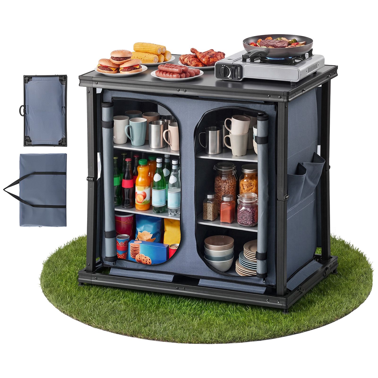 Folding Camping Storage Cabine - đánh giá và giá Camping Cooking Set Compact