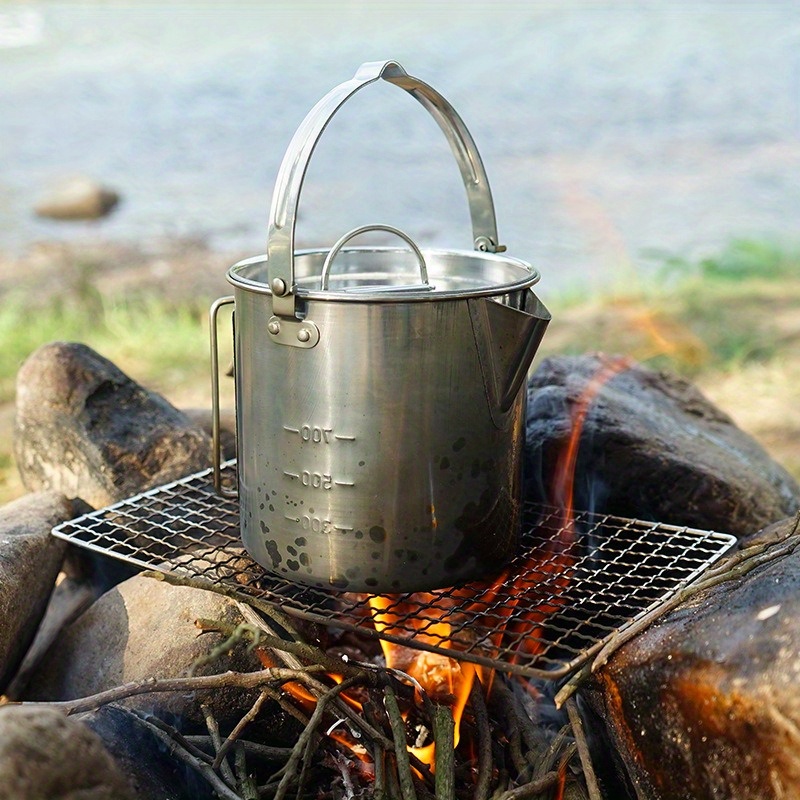 1PC Compact and Portable 1.2L  - đánh giá và giá Camping Cooking Pot Stainless Steel