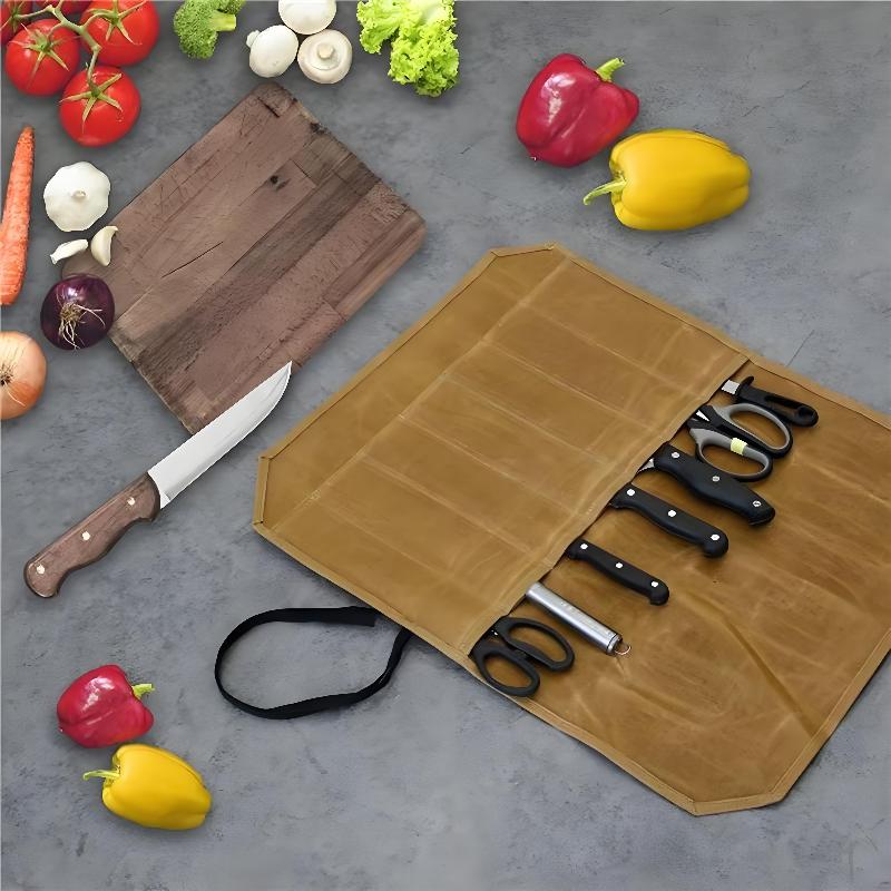 Waxed Canvas Chef Knife Roll M - đánh giá và giá Camping Cooking Organizer