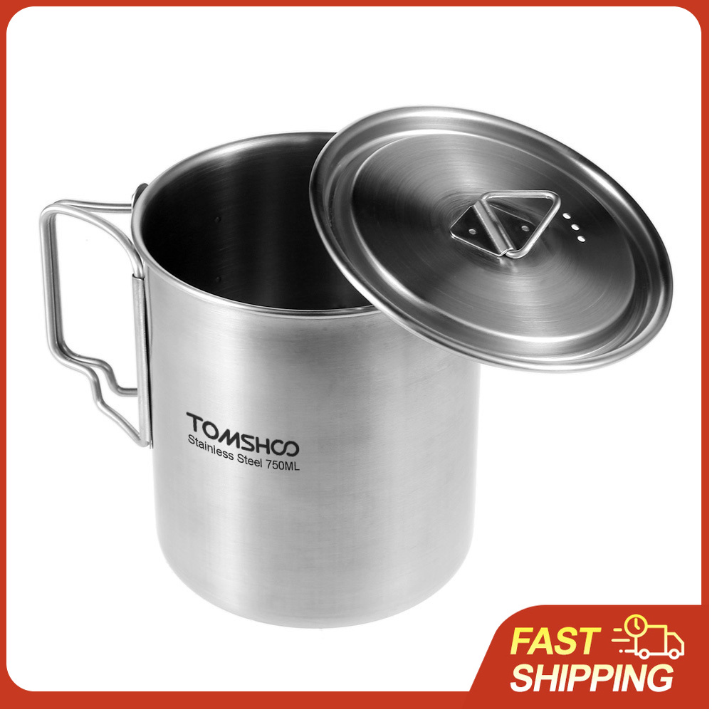 TOMSHOO 750ml Stainless Steel  - đánh giá và giá Camping Cooking Pot With Lid
